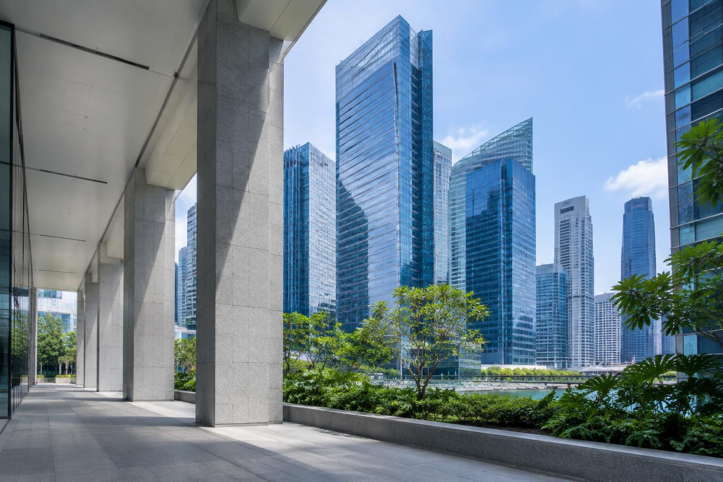Contemporary Singapore financial district architecture