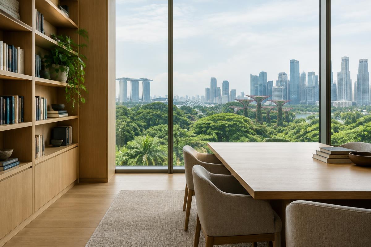 Quiet meeting space overlooking Singapore greenery