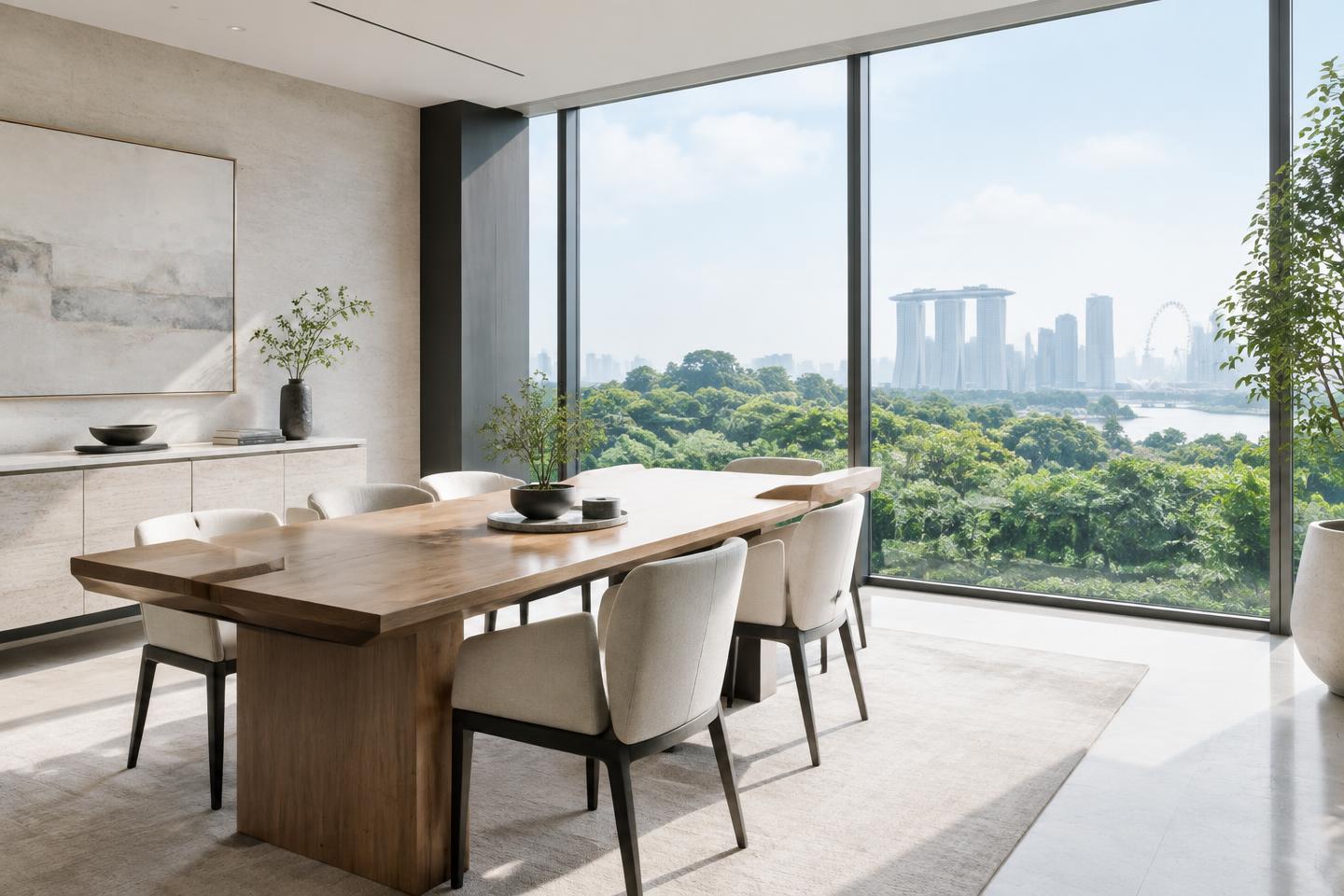 Bright Singapore meeting room overlooking greenery